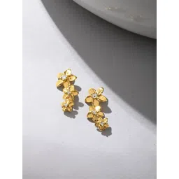 House of Pataudi Gold Plated Floral Designed Studs-picture-27
