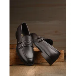 House Of Pataudi Men Brown Faux Leather Formal Slip On Loafers Slip On For Men-picture-13