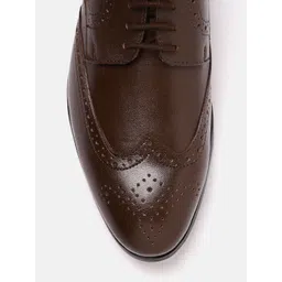 House of Pataudi Men Coffee Brown Handcrafted Leather Formal Brogues image 5
