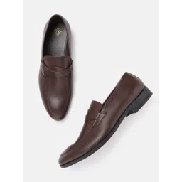 House of Pataudi Men Coffee Brown Solid Handcrafted Leather Slip-Ons-picture-21