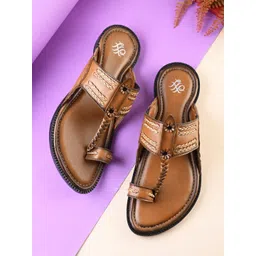 House of Pataudi Men Comfortable Footbed Laser Cut Kolhapuri Toe Ring Sandals-picture-33
