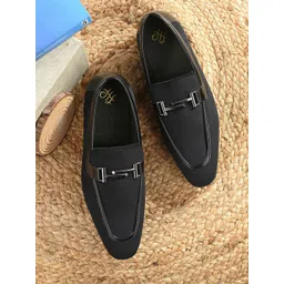 House of Pataudi Men Embellished Round Toe Horsebit Loafers-picture-22