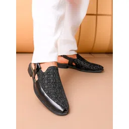 House of Pataudi Men Embroidered Shoe-Style Sandals-picture-20