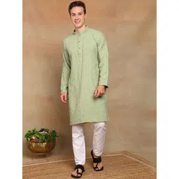 House of Pataudi Men Ethnic Motifs Embroidered Festive Straight Kurta-picture-22