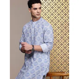 House of Pataudi Men Ethnic Motifs Printed Kurta with Trousers-picture-29