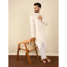 House of Pataudi Men Geometric Printed Festive Pure Cotton Straight Kurta-picture-12