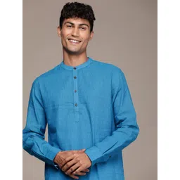 House of Pataudi Men Regular Pure Cotton Rozana Kurta With Trousers-picture-24