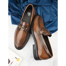 House of Pataudi Men Round Toe Formal Horsebit Loafers-picture-27