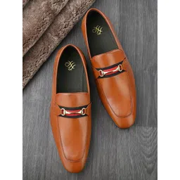 House of Pataudi Men Round Toe Formal Horsebit Loafers-picture-26