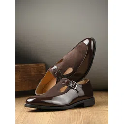 House of Pataudi Men Round Toe Formal Monk Shoes-picture-16