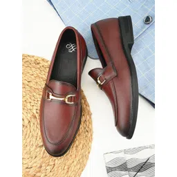 House of Pataudi Men Round Toe Slip On Formal Horsebit Loafers-picture-27