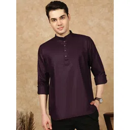 House of Pataudi Men Solid Daily Cotton Straight Kurta-picture-21