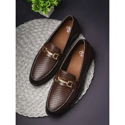 House of Pataudi Men Textured Formal Loafers-picture-20