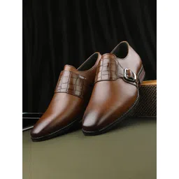 House of Pataudi Men Textured Formal Monk Shoes-picture-40
