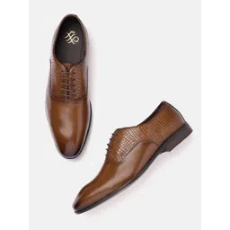House of Pataudi Men Textured Formal Oxfords-picture-35