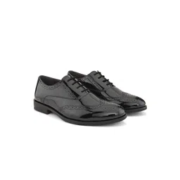 House of Pataudi Men Textured Lace Up Formal Oxfords-picture-17