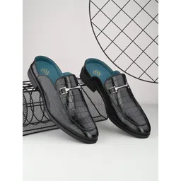 House of Pataudi Men Textured Mules Casual Shoes-picture-19