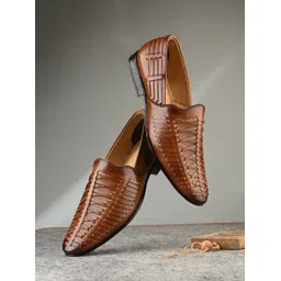 house of pataudi Men’s Stylish Loafers | Handcrafted Woven Slip-On Formal & Casual Shoes Mojaris For Men-picture-23