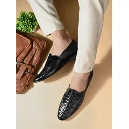 house of pataudi Men’s Stylish Loafers | Handcrafted Woven Slip-On Formal & Casual Shoes Mojaris For Men-picture-12