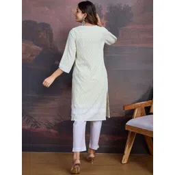 House of Pataudi Motifs Sequined Embroidered Straight Kurta image 4