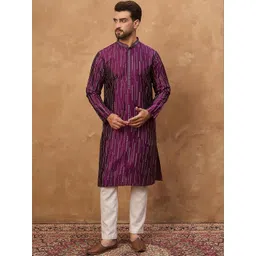 House of Pataudi Printed Mandarin Collar Straight Kurtas-picture-12