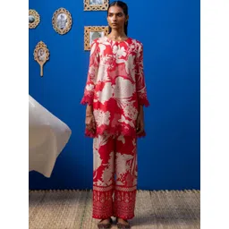 House of Pataudi Printed Round Neck Tunic & Trousers Co-Ords-picture-15