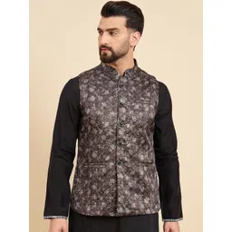House of Pataudi Printed Woven Nehru Jacket-picture-29