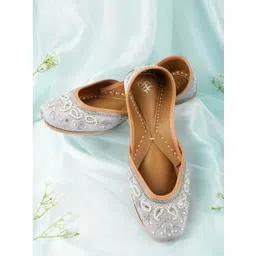 House of Pataudi Women Bead Embellished Floral Mojaris-picture-15