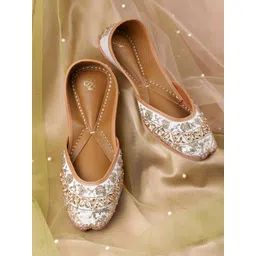 House of Pataudi Women Beads & Sequin Embellished Leather Mojaris-picture-26