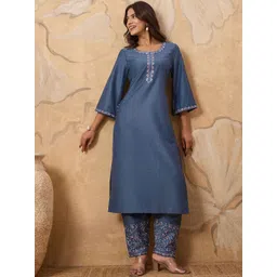 House of Pataudi Women Floral Embroidered Kurta with Salwar-picture-34