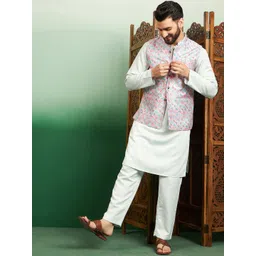 House of Pataudi Woven Design Nehru Jacket-picture-41