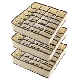 House of Quirk 24 Cell Collapsible Closet Clothing Organizer Underwear Storage Boxes - Beige-picture-17