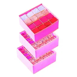 House of Quirk 24 Cell Collapsible Closet Clothing Organizer Underwear Storage Boxes - Pink-picture-16