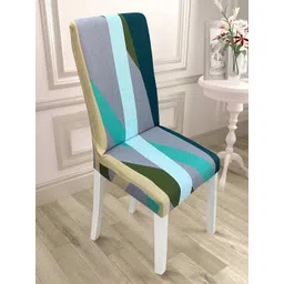 HOUSE OF QUIRK 6-Pcs Green & Blue Striped Removable Elastic Chair Covers-picture-46