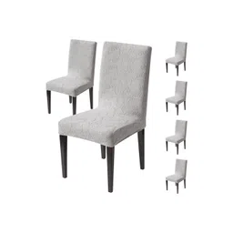HOUSE OF QUIRK 6-Pcs Grey Jacquard Textured 220 GSM Universal Fit Chair Covers-picture-28