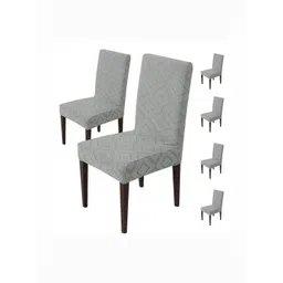 HOUSE OF QUIRK 6-Pcs Grey Patterned 220 GSM Chair Cover-picture-36