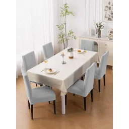 HOUSE OF QUIRK 6-Pcs Grey Self-Design Chair Covers-picture-43