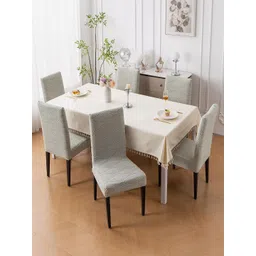 HOUSE OF QUIRK 6-Pcs Grey Textured 220 GSM Chair Cover-picture-25