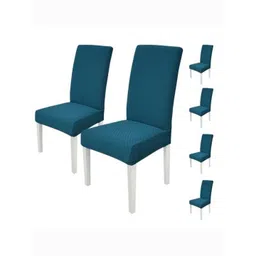 HOUSE OF QUIRK 6-Pcs Teal-Blue Textured Dining Chair Covers-picture-29