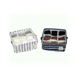 House of Quirk 9 Grid Waterproof Cotton Linen Underwear Organizer for Small Items Socks Manicure Kids Toys Pack of 2 - Blue-picture-40