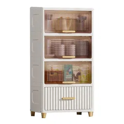 House of Quirk Bathroom Floor Cabinet, Freestanding Narrow Side Storage Organizer Cabinet with Drawers and Shelf, Slim Chest of Drawers for Bathroom, Hallway, and Living Room (White, 4 Layer 50CM)-picture-19