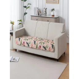 House of Quirk Beige Anti-Slip Washable Couch Protector Quilted Sofa Cover-picture-12