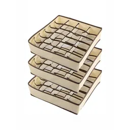 HOUSE OF QUIRK Beige Set of 3 Regular Drawer Organiser Organisers-picture-35