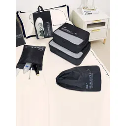 HOUSE OF QUIRK Black 6 Pieces Water Resistant Packing Cubes Travel Organisers-picture-54