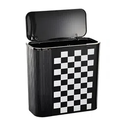 HOUSE OF QUIRK Black & White Printed Kitchen Trash Bin With Lid-picture-37