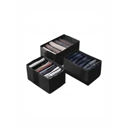 HOUSE OF QUIRK Black Set of 3 Regular Drawer Organiser Organisers-picture-47