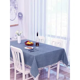 HOUSE OF QUIRK Blue & White Printed Cotton Linen Dust-Proof 4-Seater Table Cover-picture-41