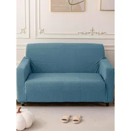 HOUSE OF QUIRK Blue Jacquard Soft Touching 2-Seater Sofa Cover-picture-32