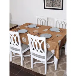 HOUSE OF QUIRK Brown Tropical Printed 4 Seater Cotton Linen Table Cover-picture-28