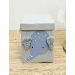 House of Quirk Clothing Storage Box Case With Handle For Toy Laundry Box Ears - Grey Elephant-picture-13